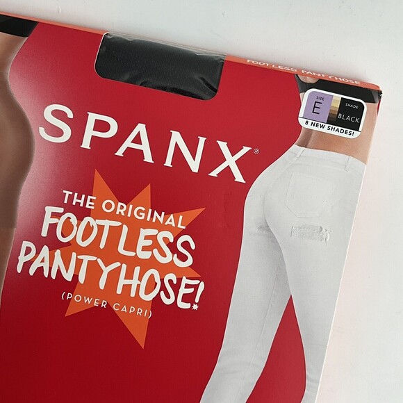SPANX Footless Pantyhouse Power Capri Black Size E Under Pants 195 - 235lbs - Picture 7 of 7